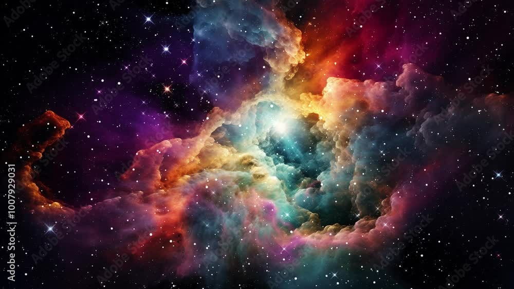 Floating Through Dark Colorful Nebula Clouds In The Deep Space Universe Background Effect Floating Through Dark Colorful Nebula Clouds In The Deep Space Universe Background Effect