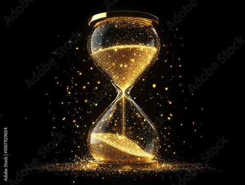 Golden Hourglass with Falling Sand, photo