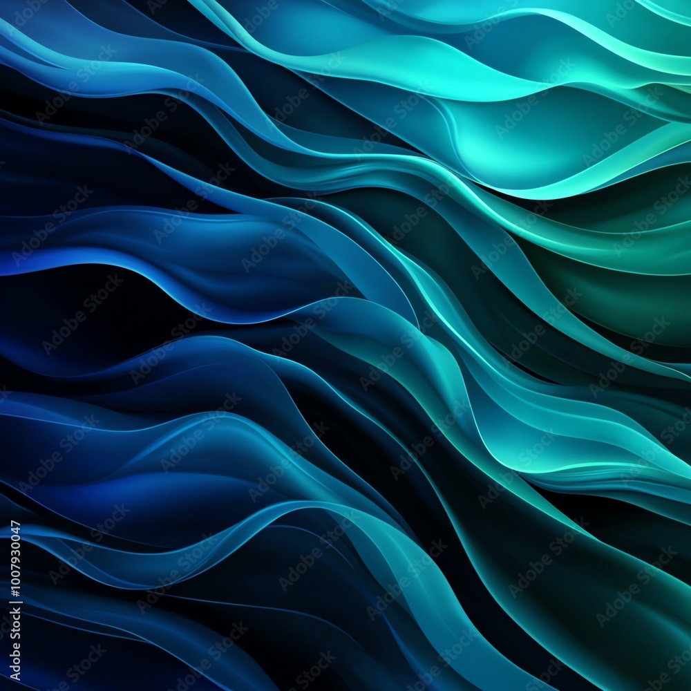 Obraz premium Abstract waves in blue and green gradient hues