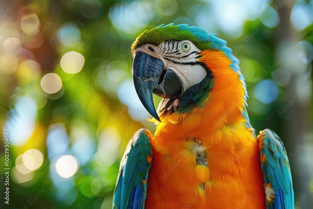 Naklejka premium Close up of parrot with blurry background