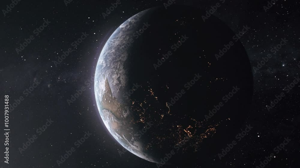 The rotating planet Earth against the background of stars. The rotating planet Earth against the background of stars.