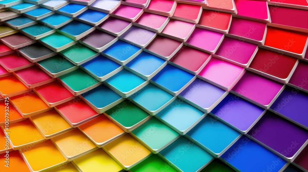 Fototapeta premium Explore a vibrant range of hues with an open Pantone color sample catalog to find your perfect shades for design projects.