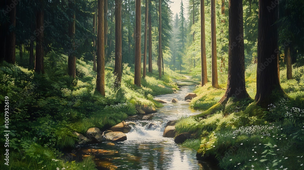 Obraz premium Serene Forest Stream