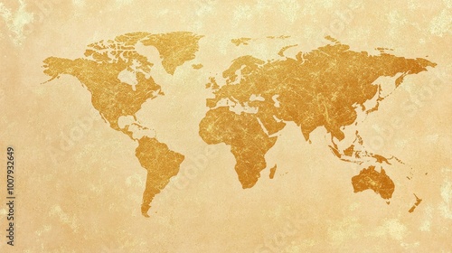 Discover a lavish golden world map texture, perfect for creating an opulent, defocused background in your designs.