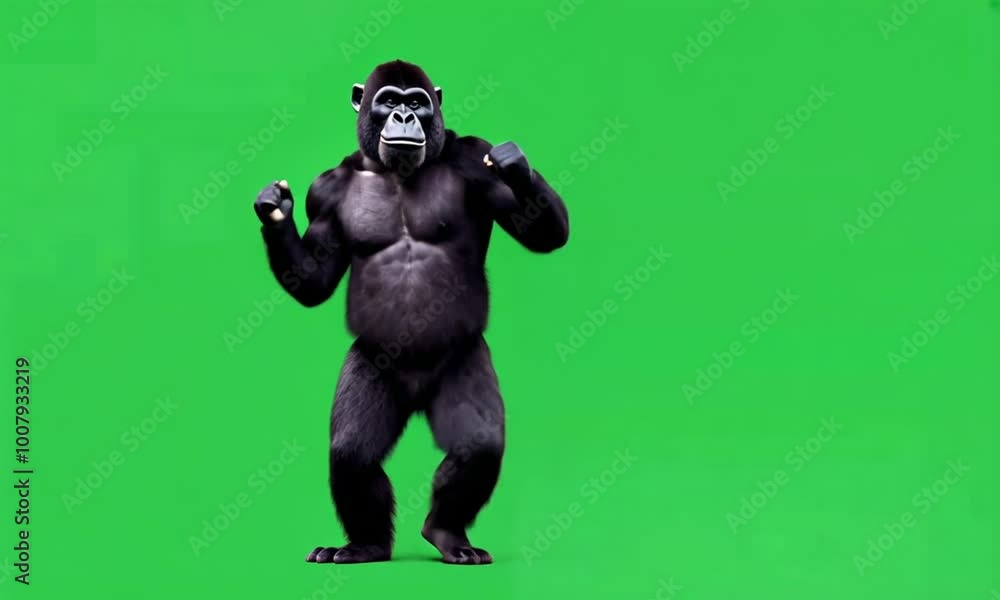 A white silhouette of a gorilla standing in a green background. A white silhouette of a gorilla standing in a green background.