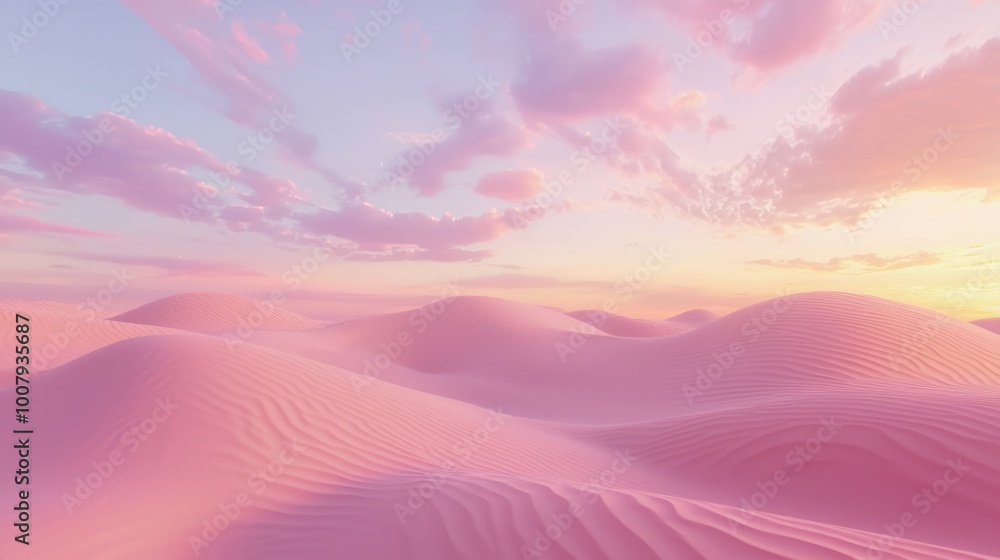 Majestic Desert Scenery: Towering Sand Dunes under a Dramatic Sunset Sky Majestic Desert Scenery: Towering Sand Dunes under a Dramatic Sunset Sky