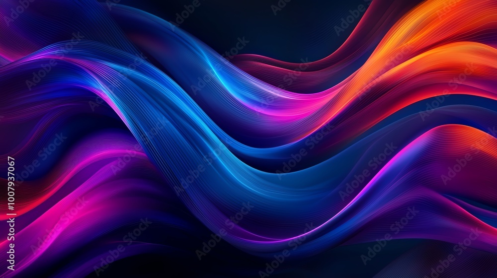 Colorful abstract waves with vibrant gradients flowing on a dark background. Colorful abstract waves with vibrant gradients flowing on a dark background.