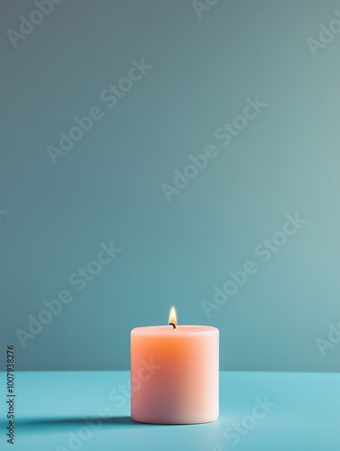 Wallpaper Mural Lit Candle on Blue Surface Torontodigital.ca