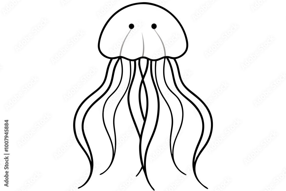 Jellyfish | vector silhouette illustration on white background Jellyfish | vector silhouette illustration on white background
