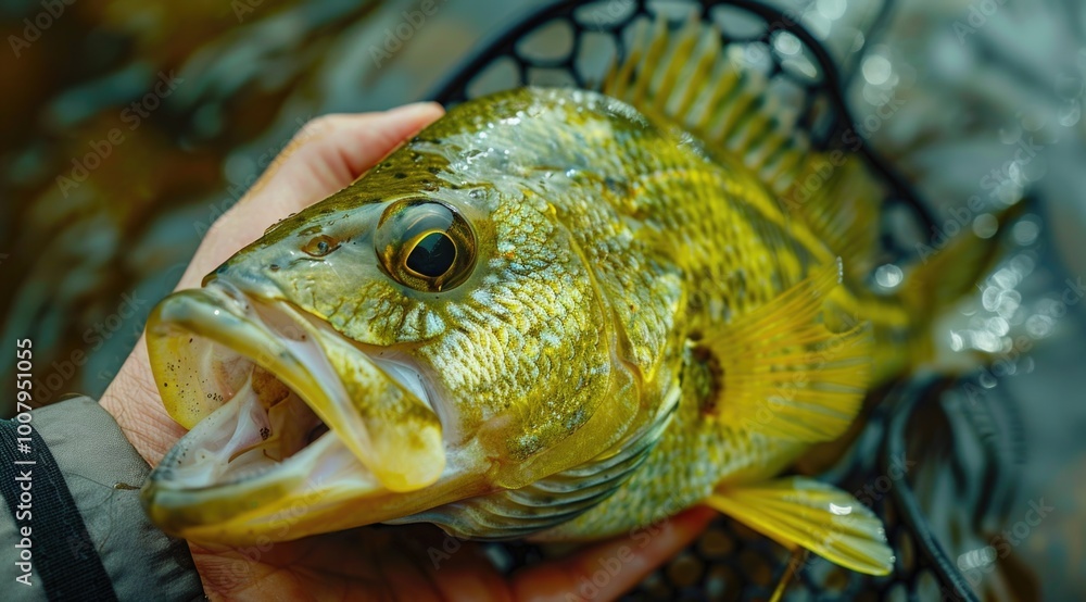 Close up of a largemouth bass caught in a river Close up of a largemouth bass caught in a river