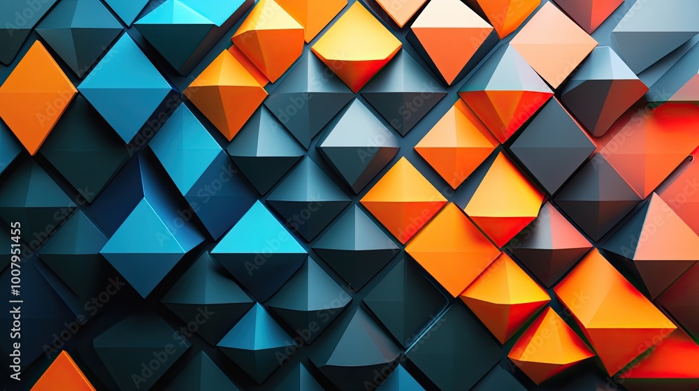 Colorful Geometric Pattern with 3D Shapes and Shadows Colorful Geometric Pattern with 3D Shapes and Shadows