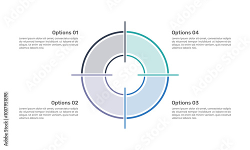 4 options infographic goal design, Business presentation, banner, brochure, focus and plan. Vector illustration.