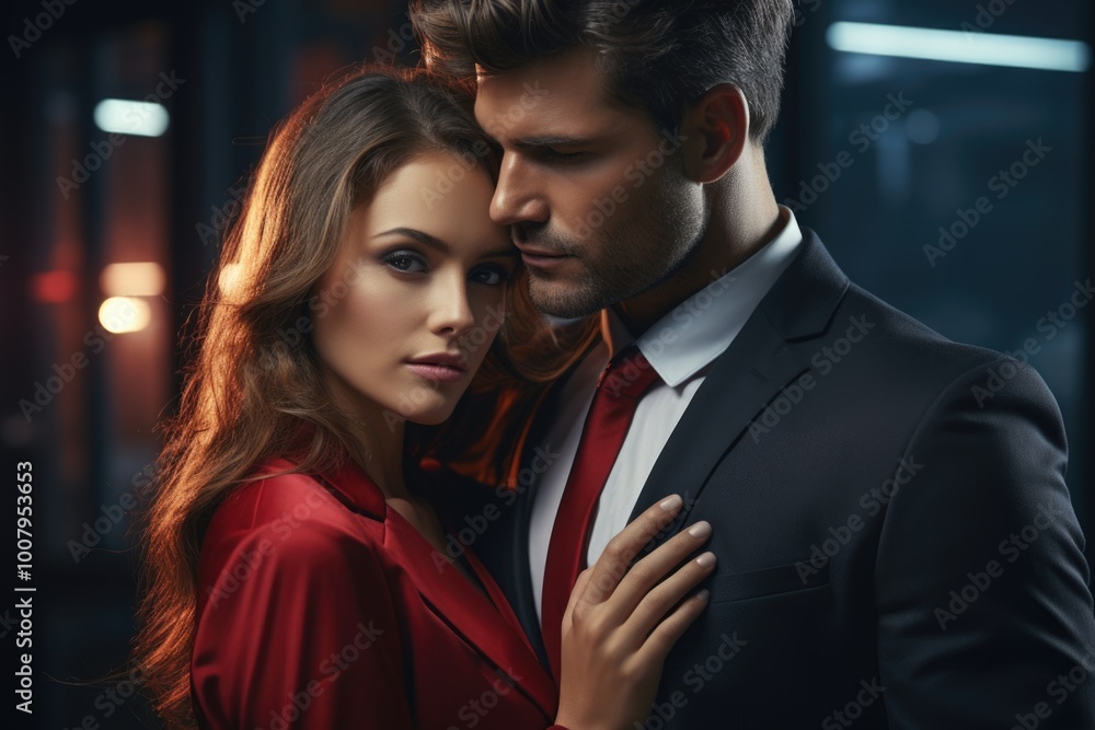 Couple intimate portrait in a dark setting Couple intimate portrait in a dark setting