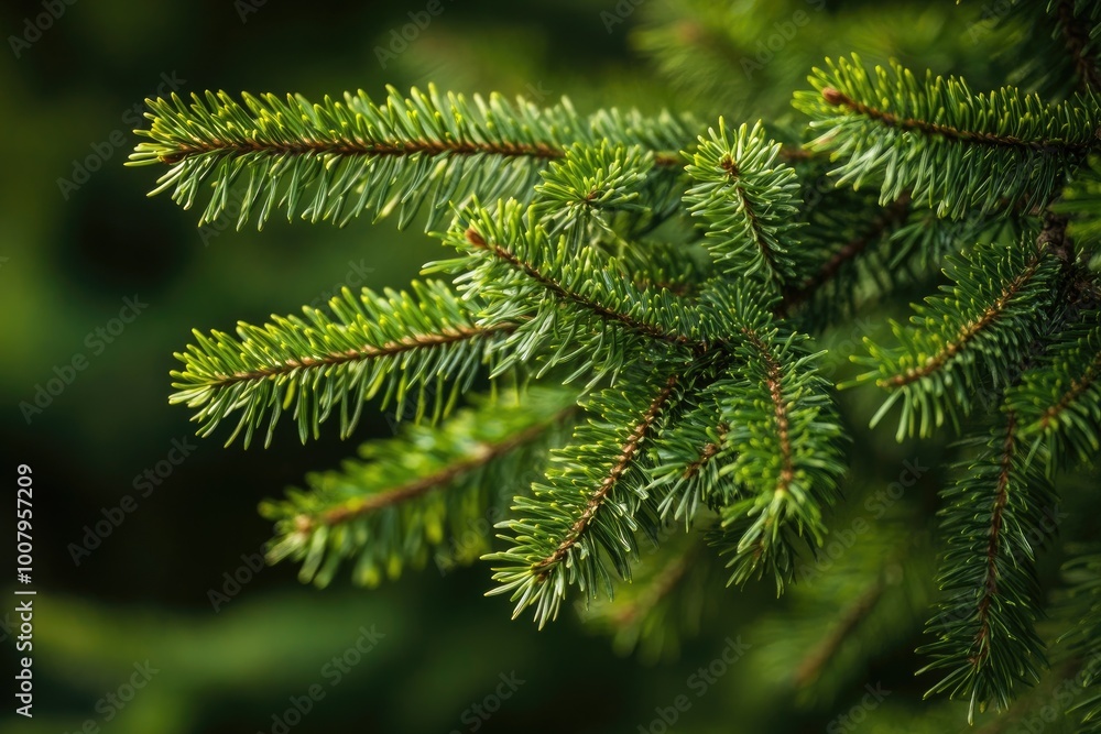Close-up of Lush Green Pine Tree Branches