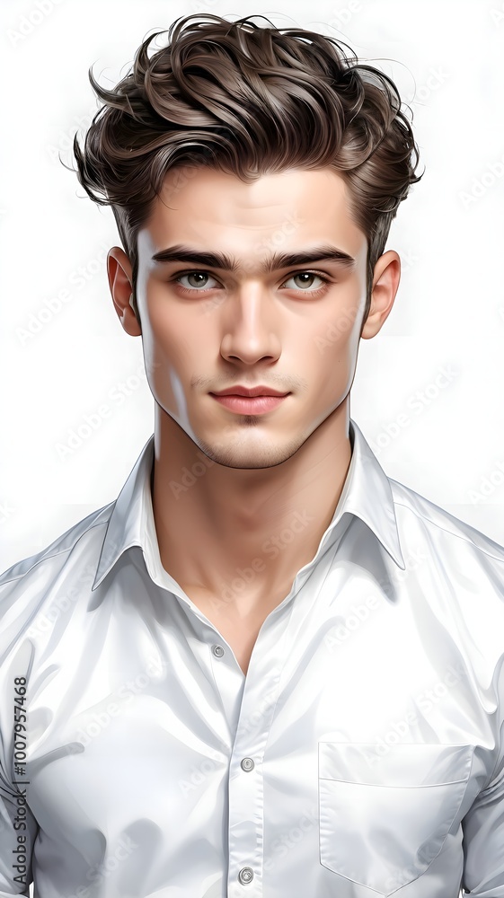 Man 20-25 years old in white background vertical face portrait Man 20-25 years old in white background vertical face portrait