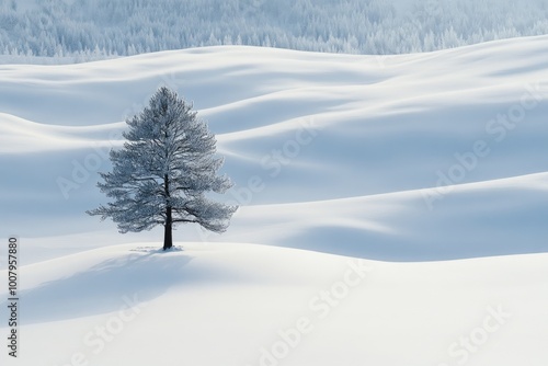 Wallpaper Mural Solitary Tree in a Snowy Landscape Torontodigital.ca