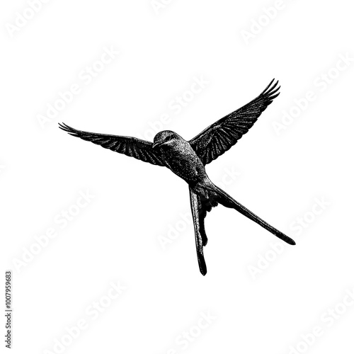 scissor tailed flycatcher hand drawing vector isolated on background.