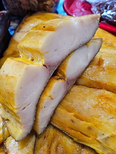 Butterfish on the counter. Street trade