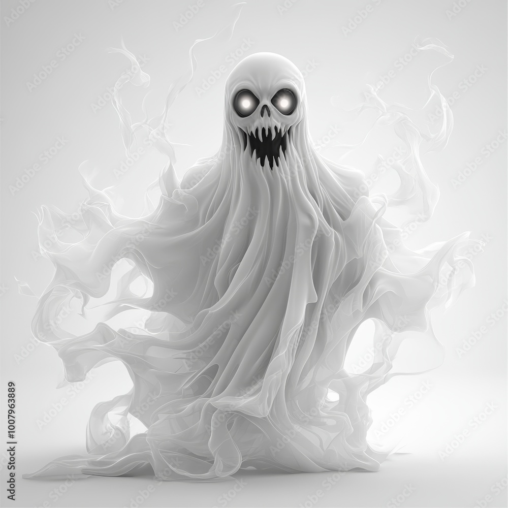 Chilling 3D Illustration of a Scary Ghost Chilling 3D Illustration of a Scary Ghost