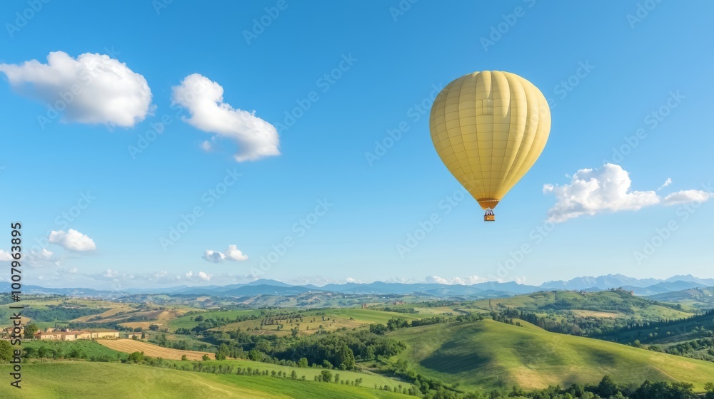 Fototapeta premium Vibrant Hot Air Balloon Festival: A Colorful Spectacle in the Rural Skies