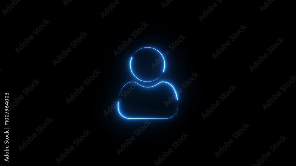 Neon glowing user icon animation. Neon glowing user icon animation.