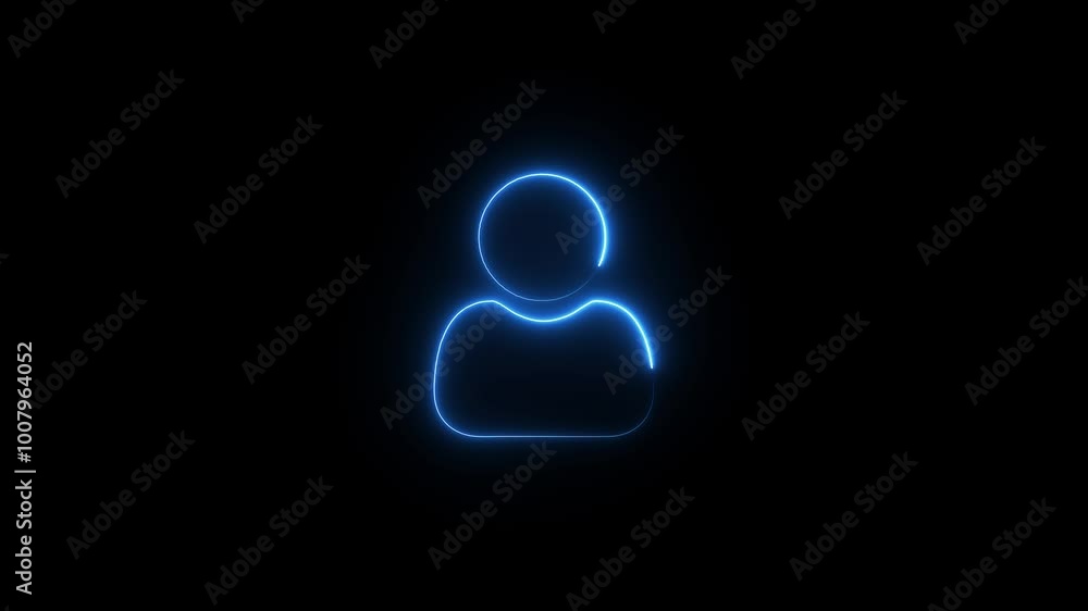 Glowing neon person sign, outline round avatar pictogram in vivid color. Glowing neon person sign, outline round avatar pictogram in vivid color.