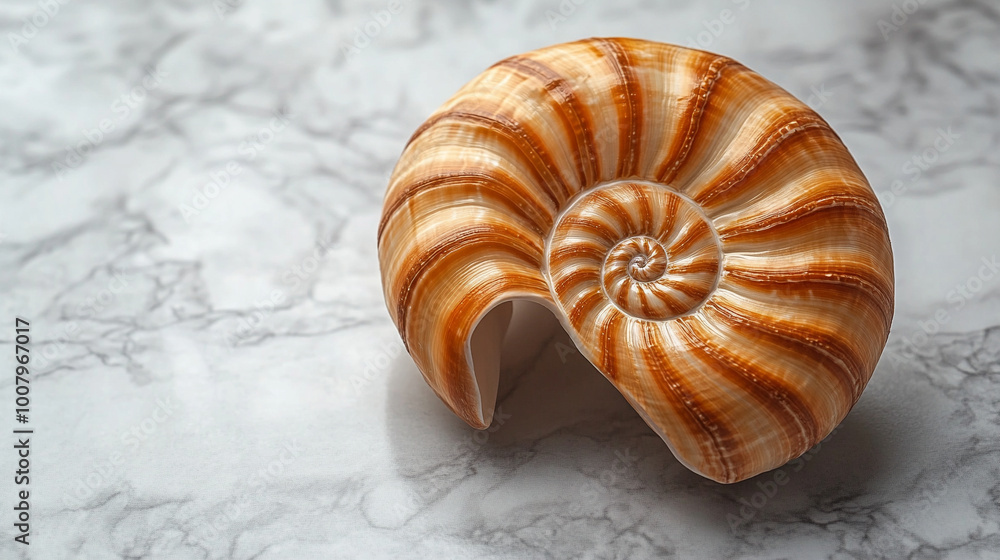 nautilus shell displaying its intricate spiral pattern. The image highlights nature's symmetry, evoking themes of growth, balance, and the golden ratio in organic forms nautilus shell displaying its intricate spiral pattern. The image highlights nature's symmetry, evoking themes of growth, balance, and the golden ratio in organic forms