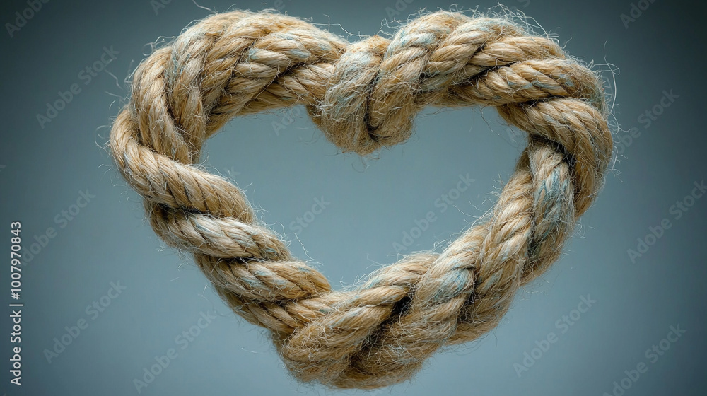 rope tied into a heart-shaped knot, symbolizing love, unity, and connection. The intertwined strands reflect strength in relationships, resilience, and the bond formed through challenges rope tied into a heart-shaped knot, symbolizing love, unity, and connection. The intertwined strands reflect strength in relationships, resilience, and the bond formed through challenges