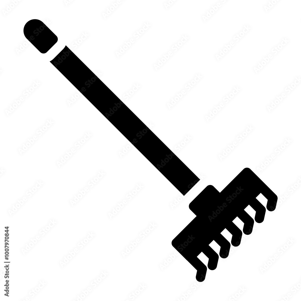 Rake Icon in Black Filll. Glyph Style. Isolated on White Background Rake Icon in Black Filll. Glyph Style. Isolated on White Background