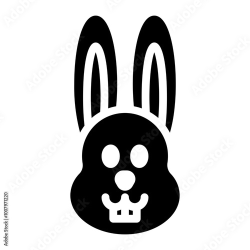 Rabbit Icon in Black Filll. Glyph Style. Isolated on White Background
