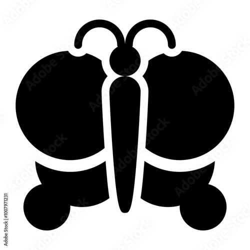 Butterfly Icon in Black Filll. Glyph Style. Isolated on White Background photo