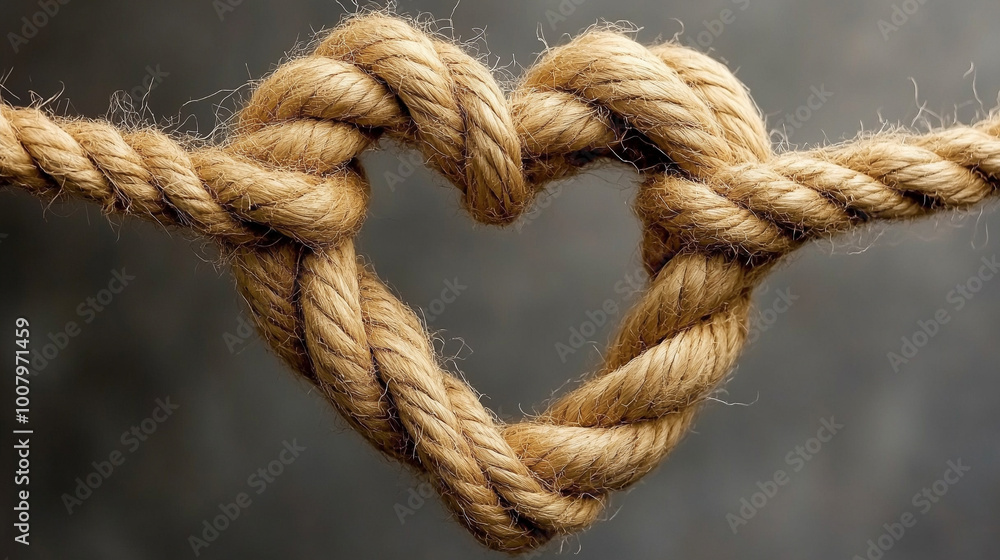 rope tied into a heart-shaped knot, symbolizing love, unity, and connection. The intertwined strands reflect strength in relationships, resilience, and the bond formed through challenges rope tied into a heart-shaped knot, symbolizing love, unity, and connection. The intertwined strands reflect strength in relationships, resilience, and the bond formed through challenges