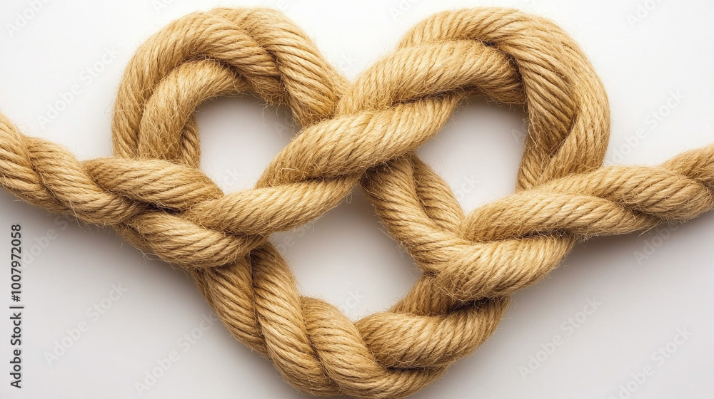 rope tied into a heart-shaped knot, symbolizing love, unity, and connection. The intertwined strands reflect strength in relationships, resilience, and the bond formed through challenges rope tied into a heart-shaped knot, symbolizing love, unity, and connection. The intertwined strands reflect strength in relationships, resilience, and the bond formed through challenges
