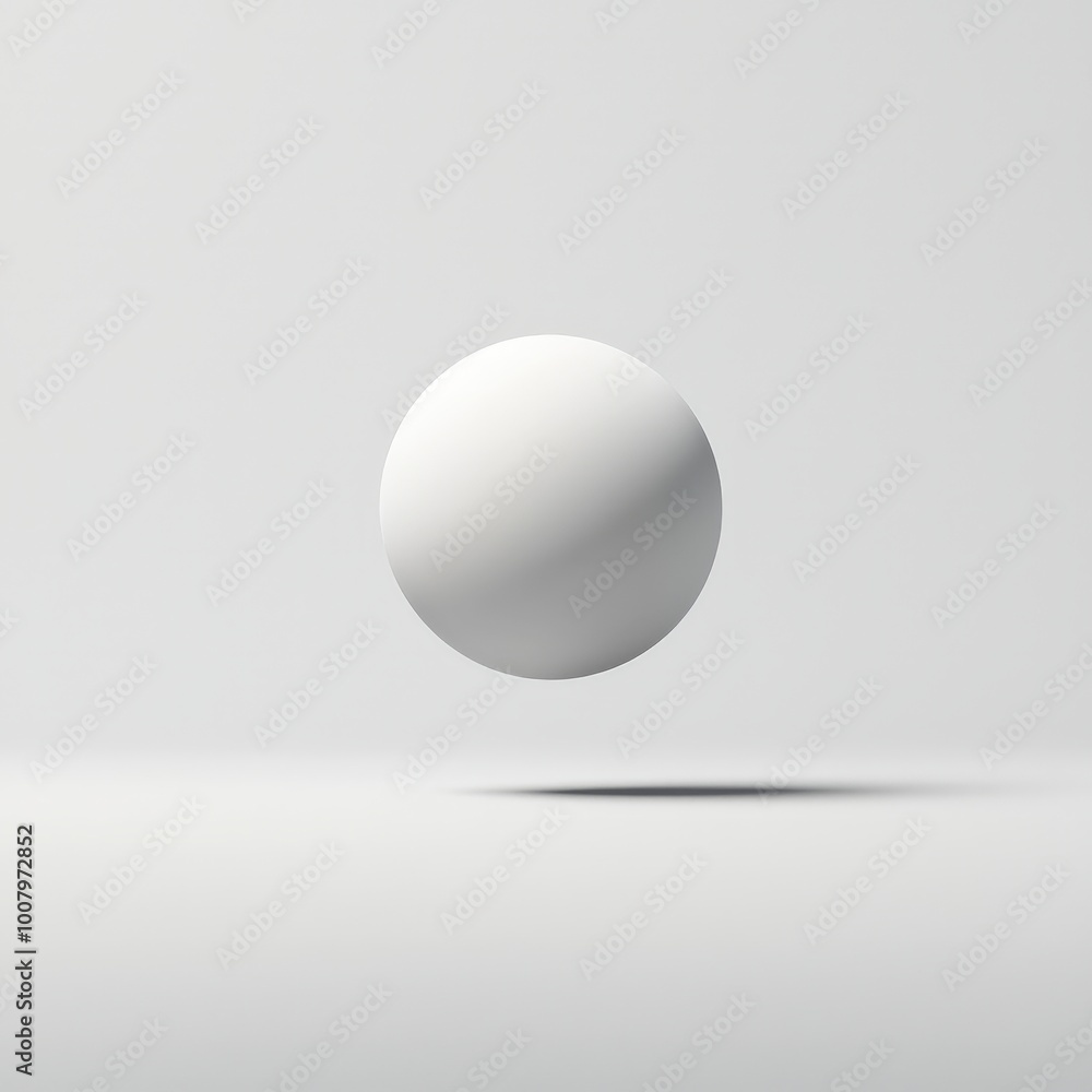 Single, floating sphere with a soft shadow on a blank canvas Single, floating sphere with a soft shadow on a blank canvas