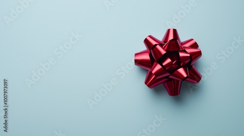 Blank Christmas card featuring a plain white background and a red bow in the center, Minimal holiday card, modern simplicity