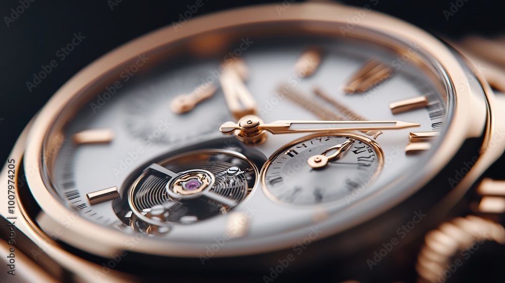 Luxury rose gold watch with detailed craftsmanship, isolated on a dark background. Luxury rose gold watch with detailed craftsmanship, isolated on a dark background.