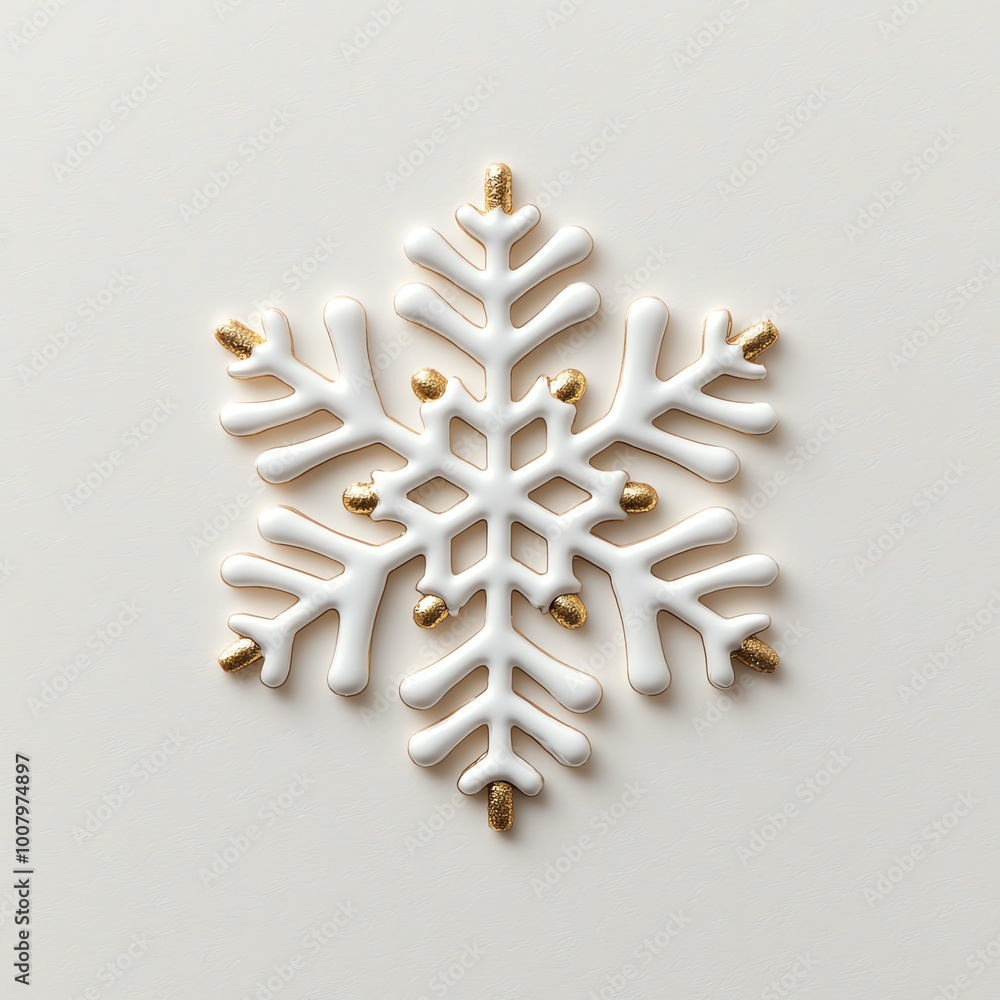 Clean white card with one gold snowflake in the center, no text, Plain Christmas card, understated elegance