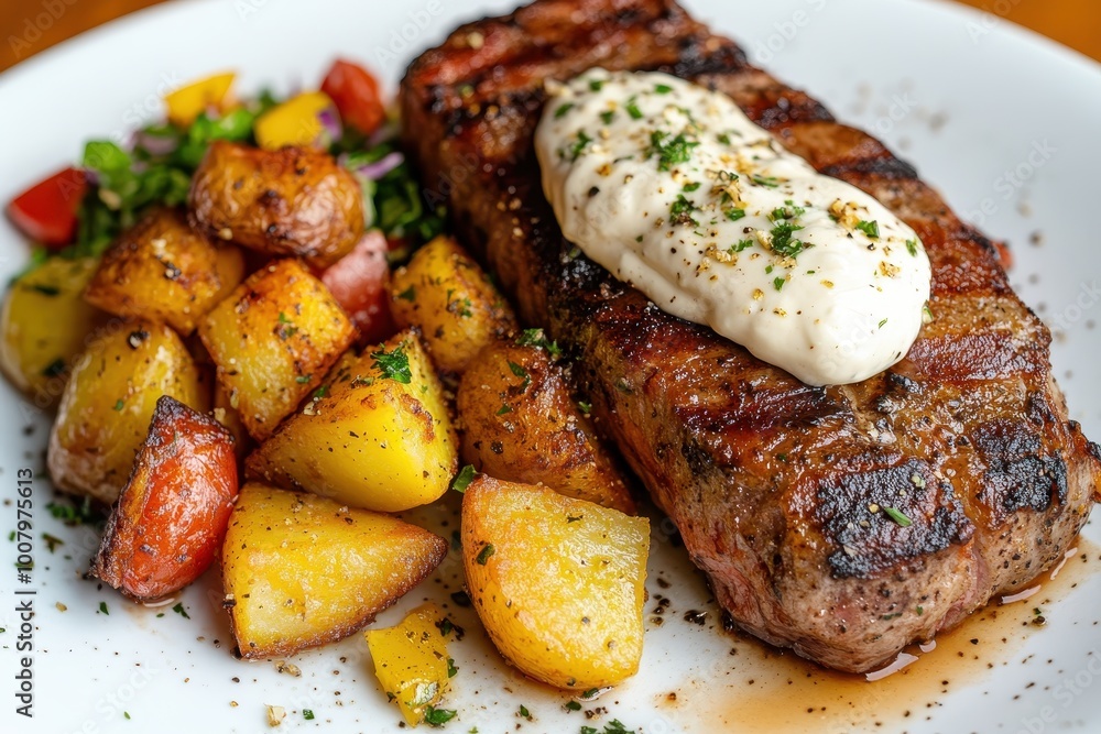 Juicy Pork Tenderloin Steak with Side Vegetables Juicy Pork Tenderloin Steak with Side Vegetables