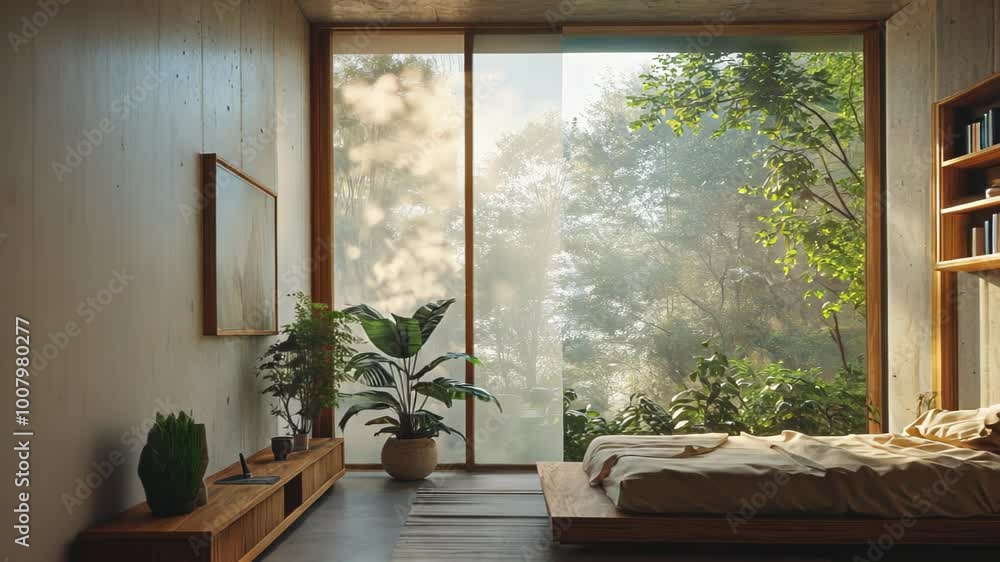 Modern Bedroom with Forest View Modern Bedroom with Forest View