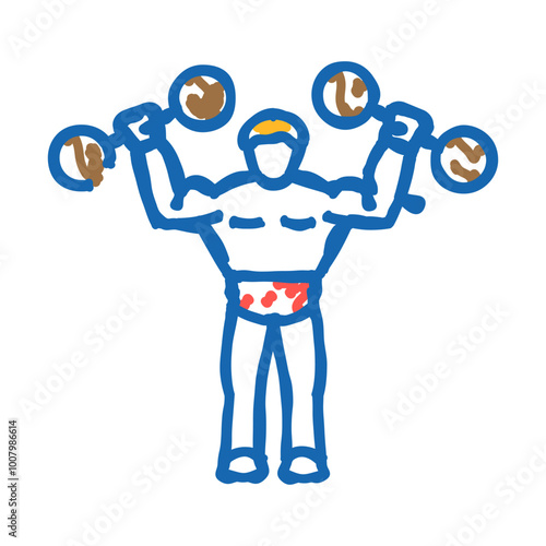 circus strongman carnival show doodle icon sketch vector. circus strongman carnival show sign. isolated symbol illustration