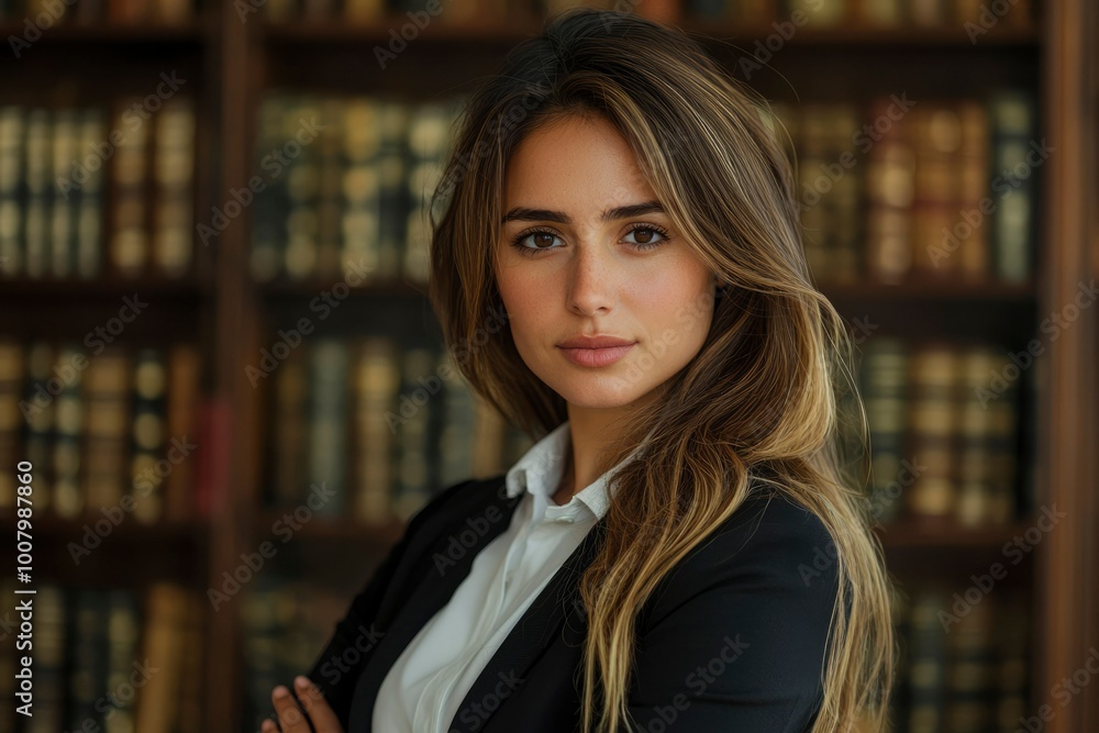 Portrait of a Woman with Long Blonde Hair in a Black Blazer Portrait of a Woman with Long Blonde Hair in a Black Blazer