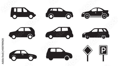 Car parking sign. Car parking vector icons. Parking and traffic signs isolated

