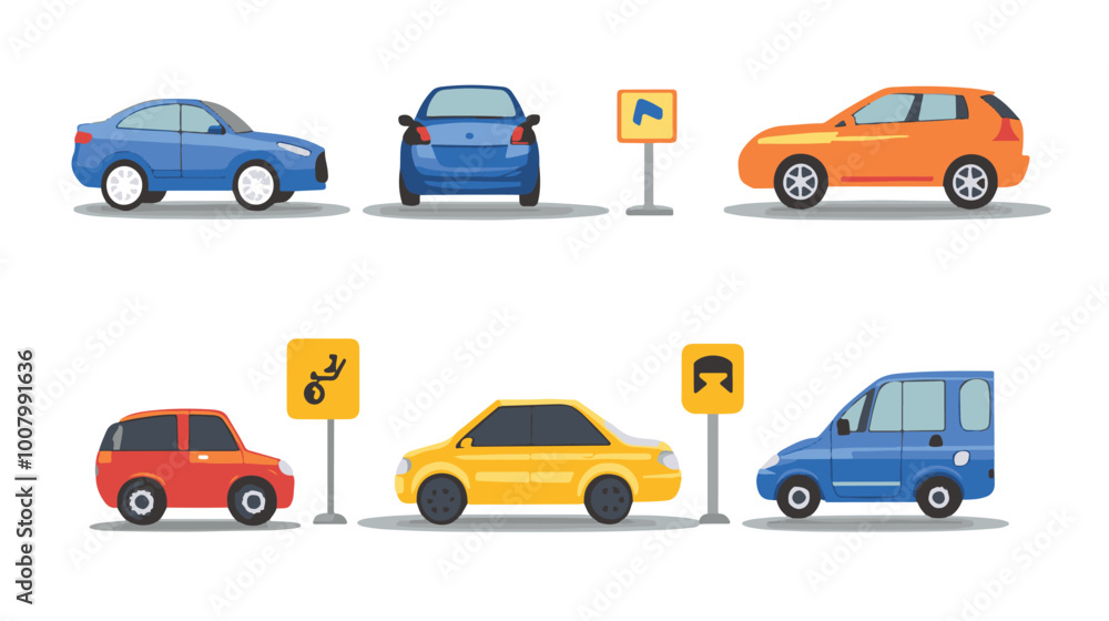 Naklejka premium Car parking sign. Car parking vector icons. Parking and traffic signs isolated