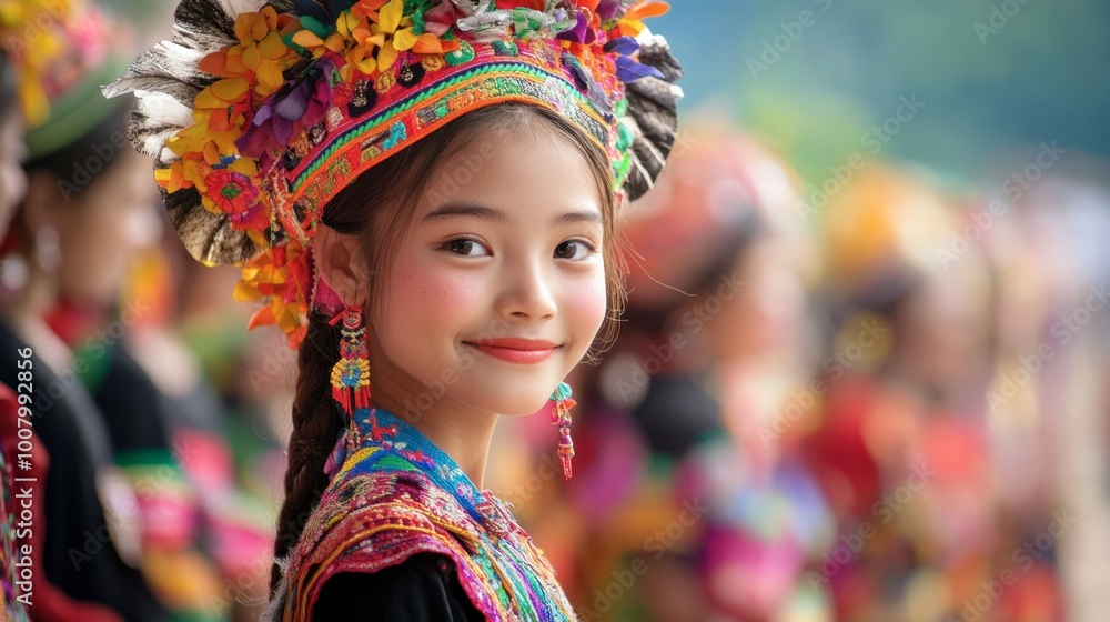A vibrant scene of the Mon people showcasing their traditional costumes and crafts. A vibrant scene of the Mon people showcasing their traditional costumes and crafts.