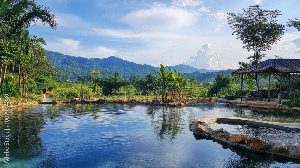 The beautiful natural hot springs at Hin Dat, inviting visitors to relax and unwind. The beautiful natural hot springs at Hin Dat, inviting visitors to relax and unwind.