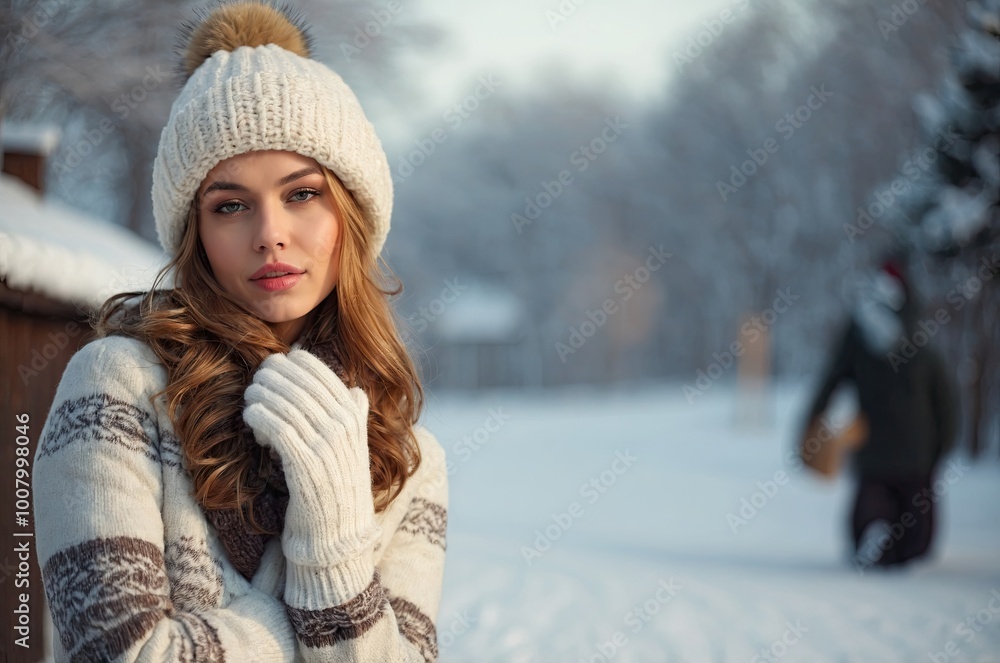 young beautiful smiling white tooth girl with amazing hair portrait wearing purple down jacket in winter snowy forest. young beautiful smiling white tooth girl with amazing hair portrait wearing purple down jacket in winter snowy forest.