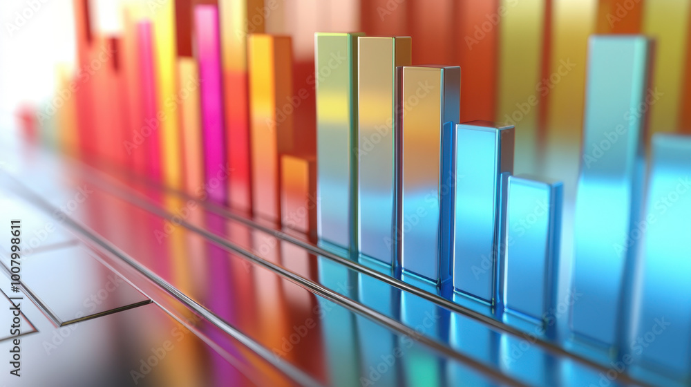 Colorful 3D Bar Graph Chart Representing Business Growth and Success Colorful 3D Bar Graph Chart Representing Business Growth and Success