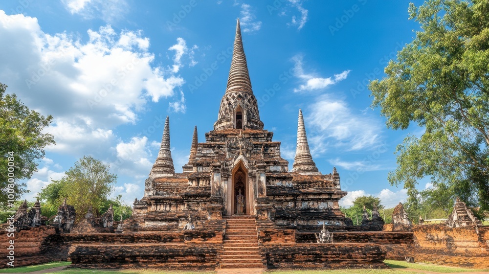 Fototapeta premium The impressive stupa at Wat Tham Sua, rising majestically against the blue sky.