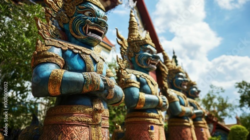 The impressive statues at Wat Pa Luang Ta Bua, also known as the Tiger Temple. photo