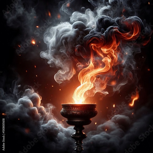 A Chalice Filled with Smoke and Fire: A Mystical and Imaginary Visual